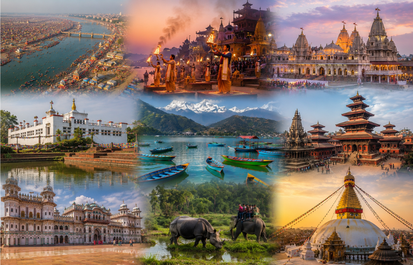 Prayag Raj  1N - Varanasi 1N - Ayodhya 1N - Lumbini 1N - Pokhara 1N - Kathmandu 2N - Chitwan 1N - Janakpur 1N