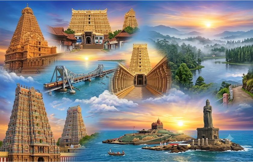 Trivandrum - 1N Kanyakumari – 1N Rameshwaram – 2N Madurai – 1N Kodaikanal – 2N Madurai – 1N