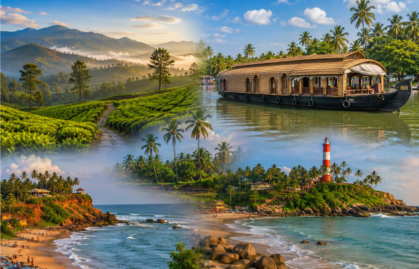Munnar 2N  – Alleppey 1N - Varkala 1N - Kovalam 2N 