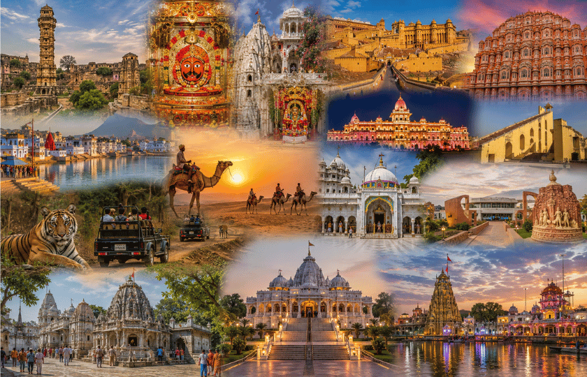 Chittorgarh – 1N Pushkar – 1N Jaipur – 2N Ranthambhore – 1N Ujjain – 1N