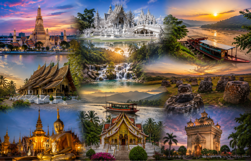 Bangkok 1N - Chiang Rai  1N - Pakbeng 1N - Luang Prabang 2N - Phonsavan 1N - Vientiane 2N- 