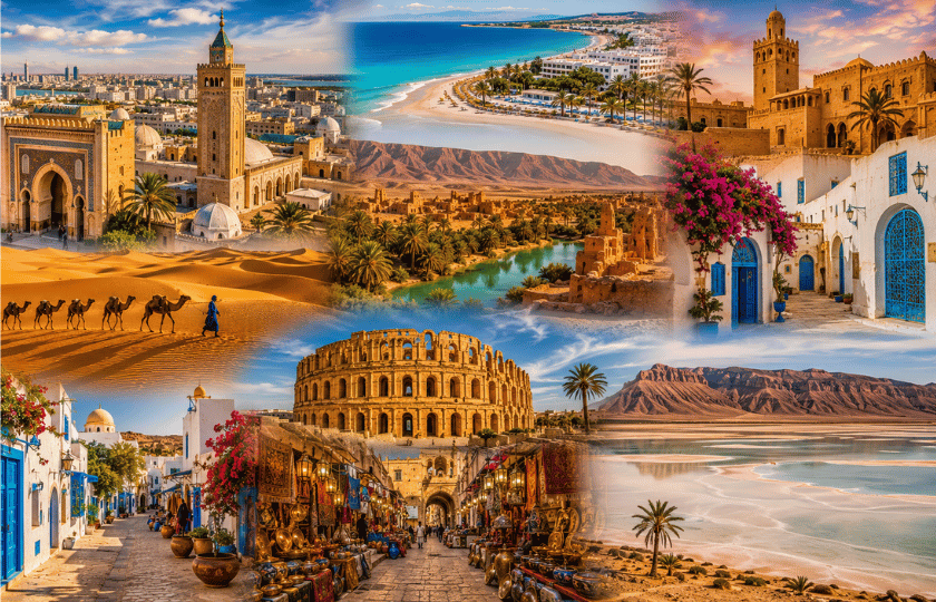 Tunis 1N - Hammamet 1N - Tozeur 1N -  Douz 1N - Sousse 1N - Tunis 1N 