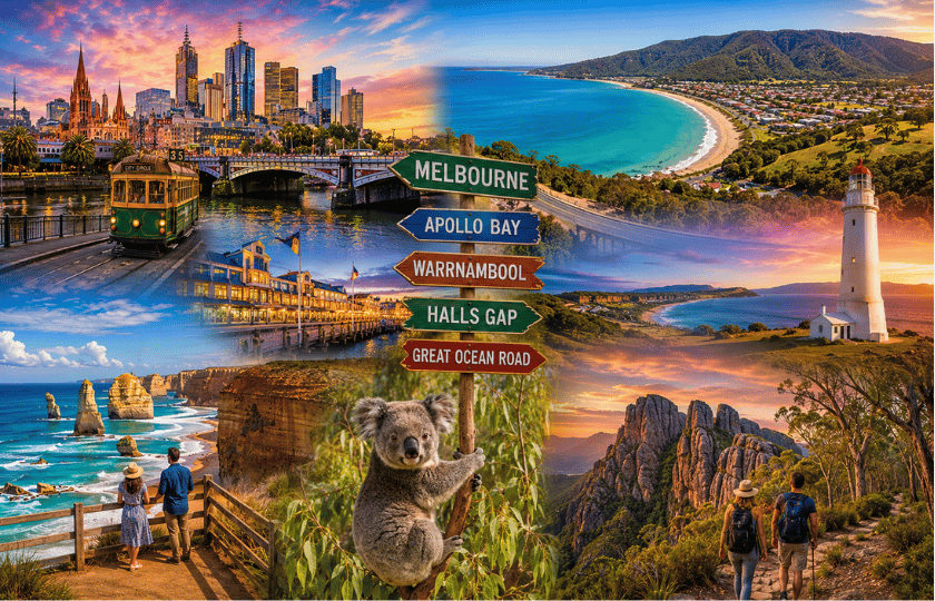 Melbourne 2N - Apollo Bay 1N - Warrnambool 2 N - Halls Gap 1N - Melbourne 1N