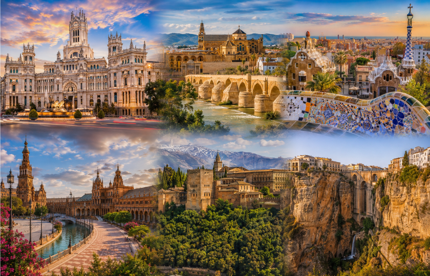 Madrid 2N - Córdoba 1N - Seville 1N - Granada 1N - Barcelona 2N